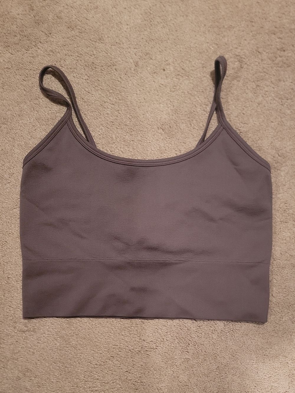 Gray Seamless Ribbed Sports Bra